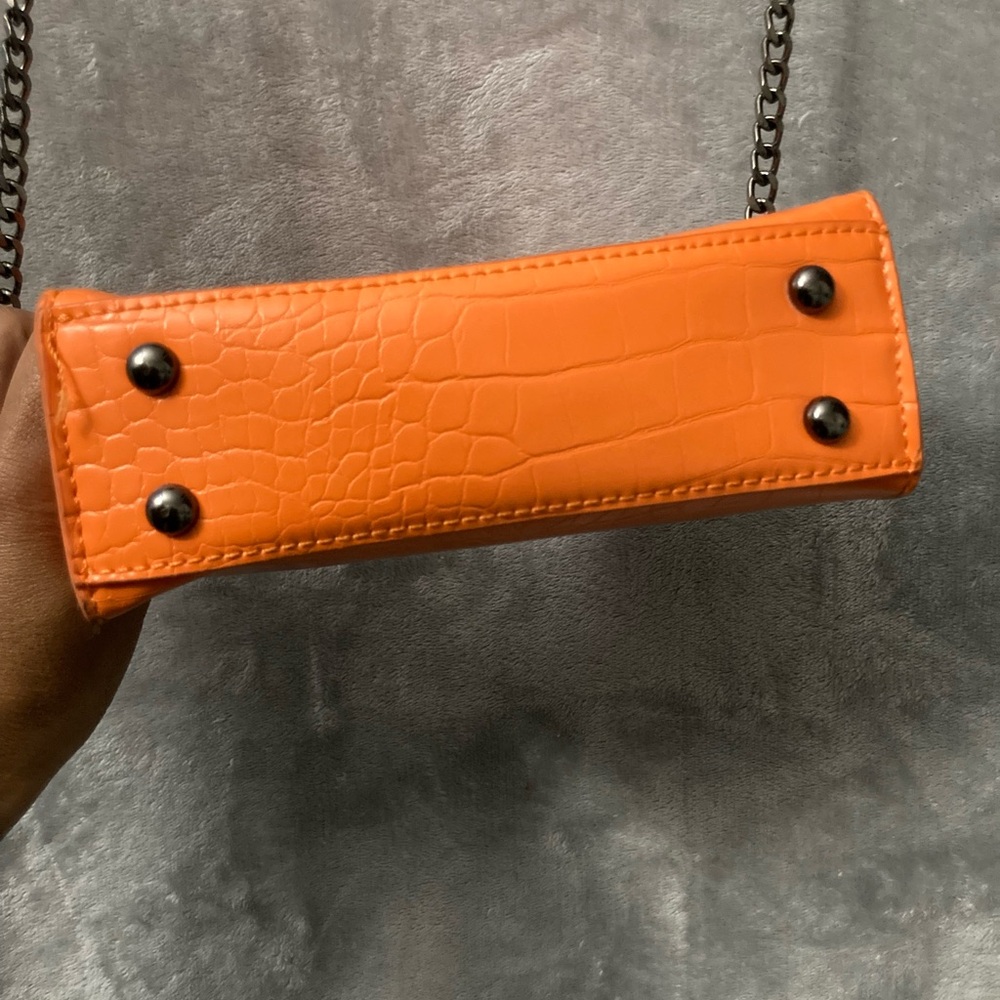 Zara Orange Croc-Embossed Mini Bag - Picture 7 of 11